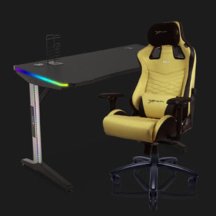 E-WIN Ultimate Gamer Bundle with Flash XL Revolution Upgraded Series and Nexus Lucis RGB Gaming Desk with Wireless Charging
