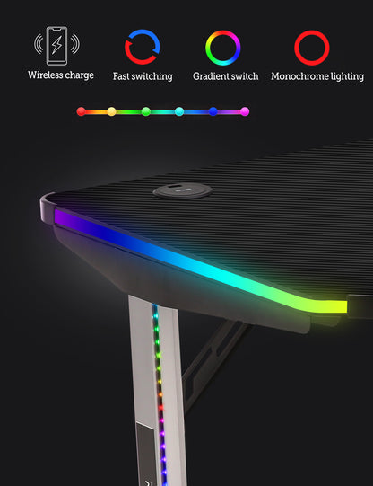 E-WIN Nexus Lucis RGB Gaming Desk with Wireless Charging