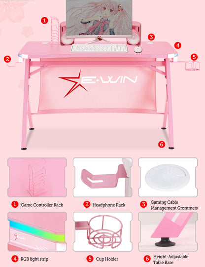 E-WIN Pink Calling Series Bellum Rubrum Brilliance Gaming Setup