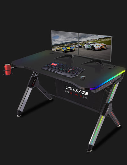 E-WIN Lux Luminis RGB Gaming Desk with Wireless Charging