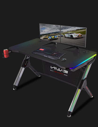 E-WIN Ultimate Gamer Bundle with Flash XL Revolution Upgraded Series and Lux Luminis RGB Gaming Desk with Wireless Charging