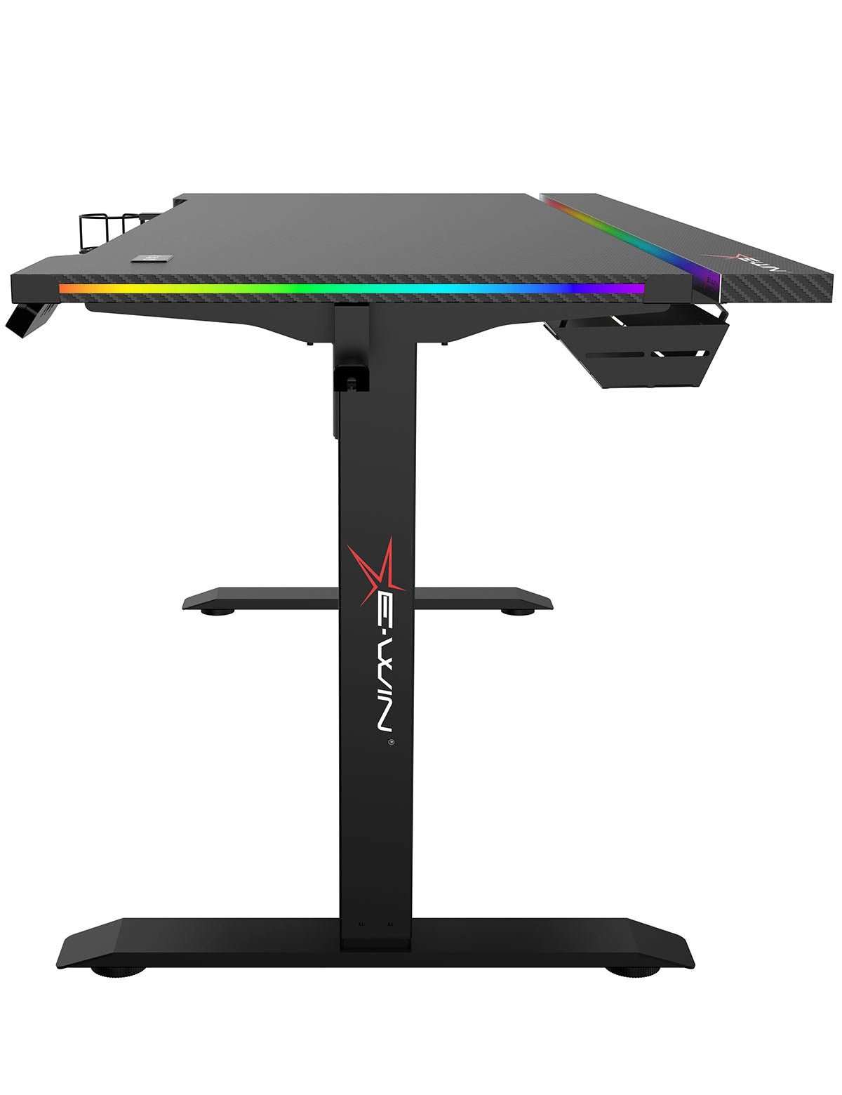 E-WIN Bravon Blue Black Sit-to-Stand RGB Gaming Desk & Chair Bundle