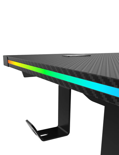 E-WIN Bravon Blue Black Sit-to-Stand RGB Gaming Desk & Chair Bundle