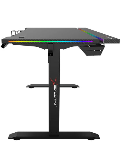 E-WIN Bravon Golden Sit-to-Stand RGB Gaming Desk & Chair Bundle