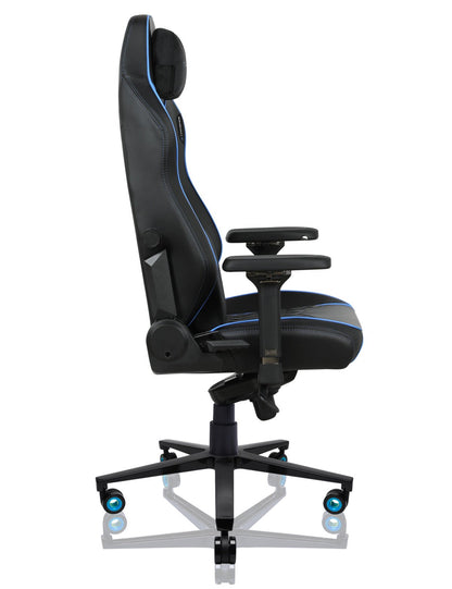 E-WIN Bravon Blue White Sit-to-Stand RGB Gaming Desk & Chair Bundle