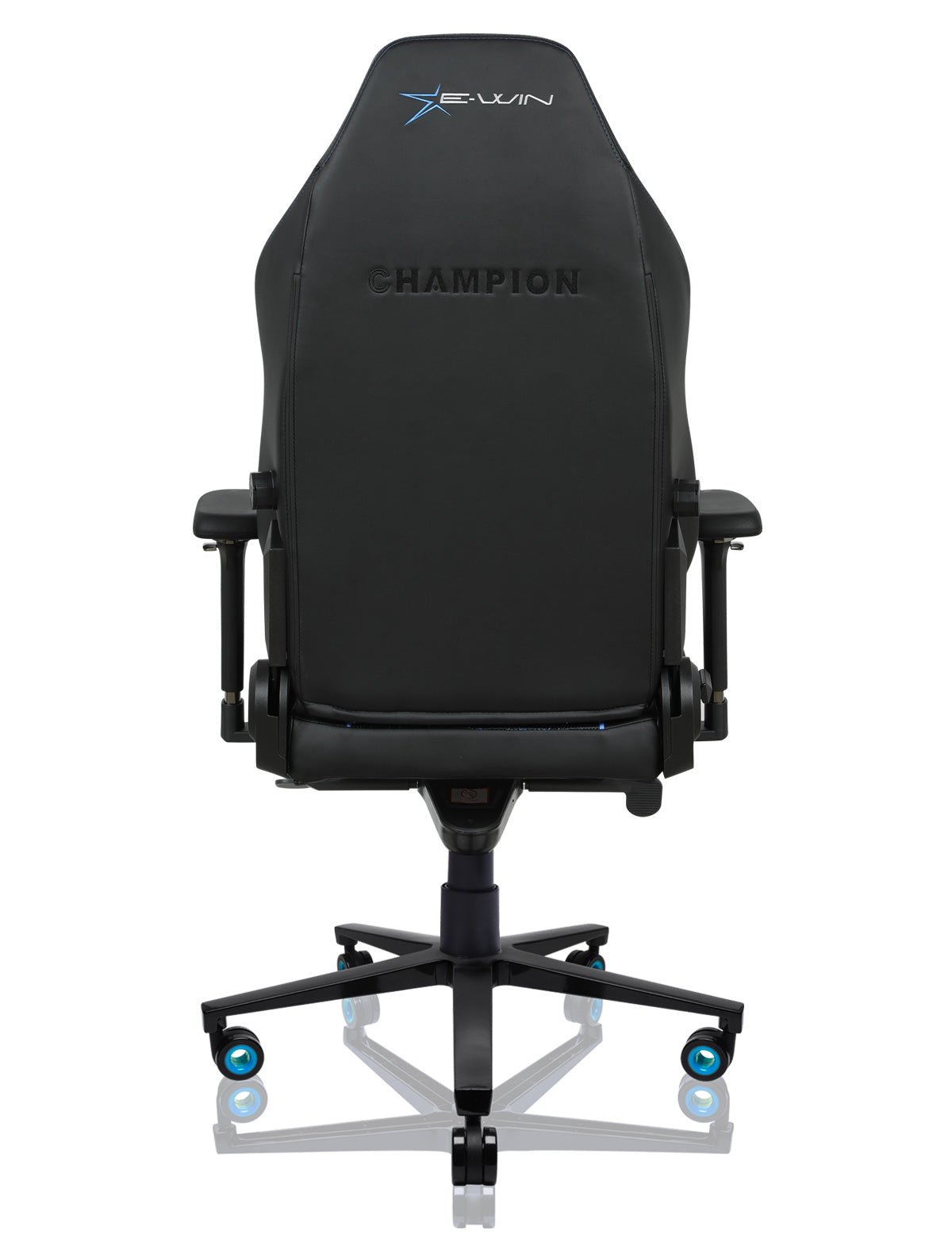 E-WIN Bravon Blue White Sit-to-Stand RGB Gaming Desk & Chair Bundle