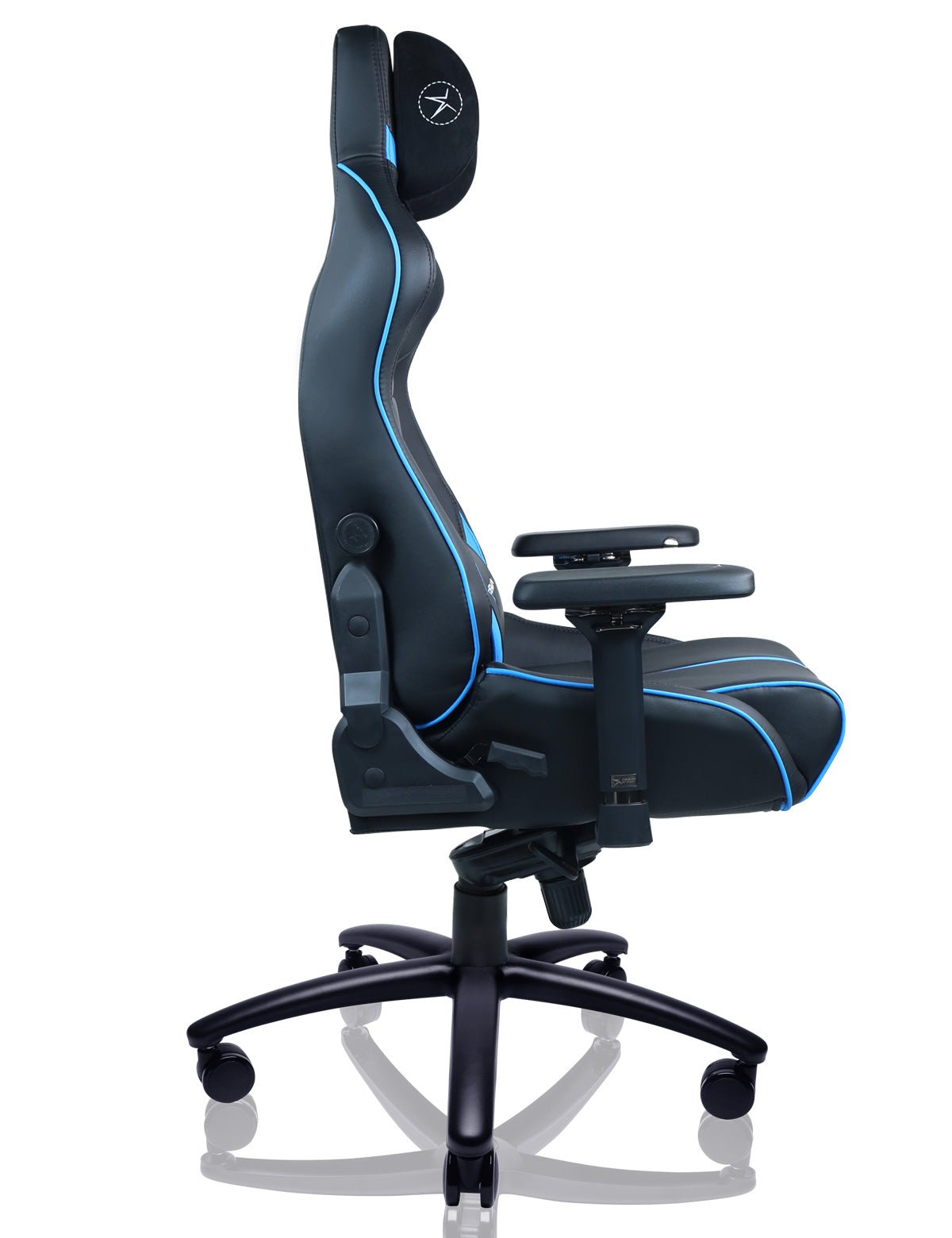 E-WIN Bravon Blue White Sit-to-Stand RGB Gaming Desk & Chair Bundle