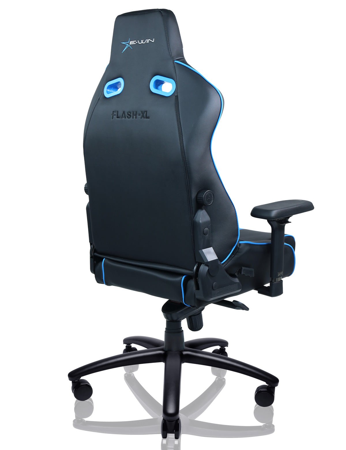 E-WIN Bravon Blue White Sit-to-Stand RGB Gaming Desk & Chair Bundle