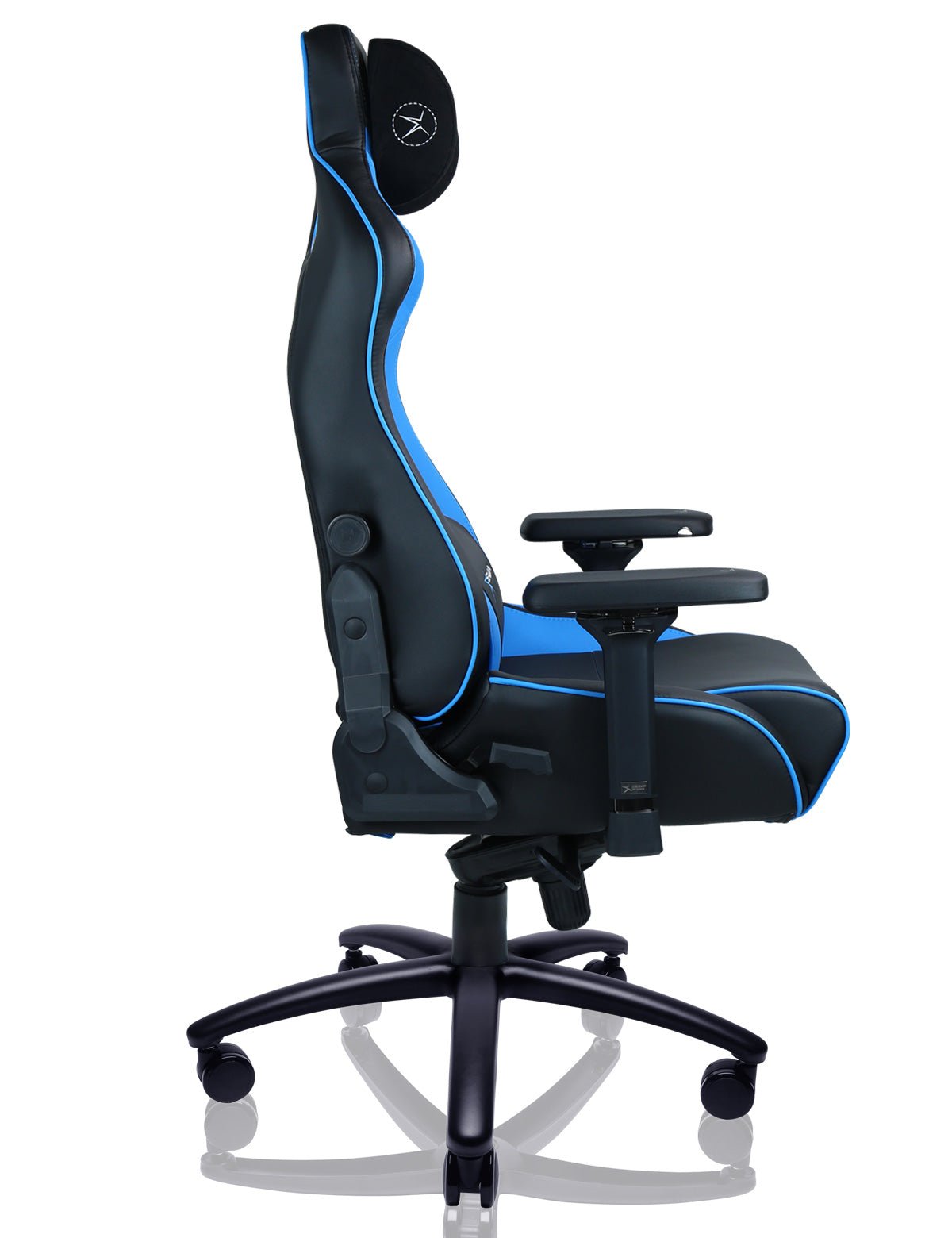 E-WIN Bravon Blue White Sit-to-Stand RGB Gaming Desk & Chair Bundle