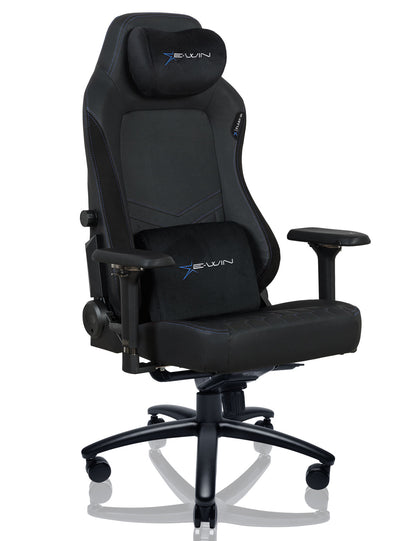 E-WIN Bravon Blue White Sit-to-Stand RGB Gaming Desk & Chair Bundle