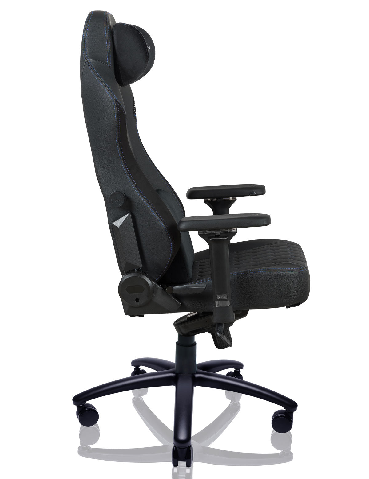 E-WIN Bravon Blue White Sit-to-Stand RGB Gaming Desk & Chair Bundle