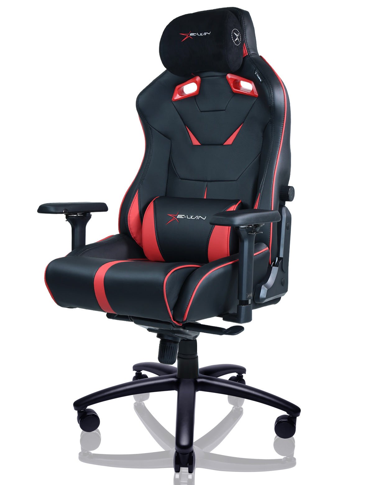 E-WIN Bravon Red White Sit-to-Stand RGB Gaming Desk & Chair Bundle