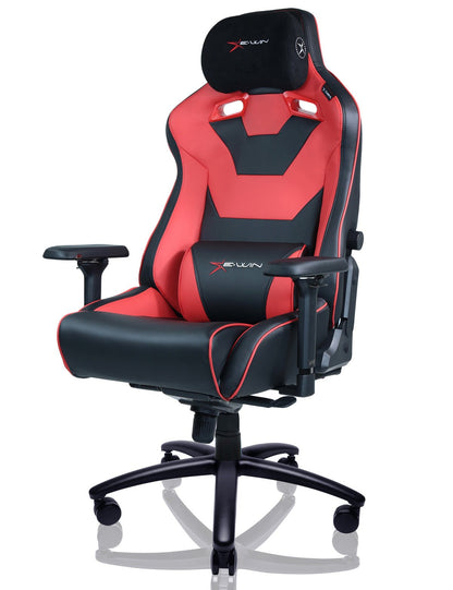 E-WIN Bravon Red White Sit-to-Stand RGB Gaming Desk & Chair Bundle