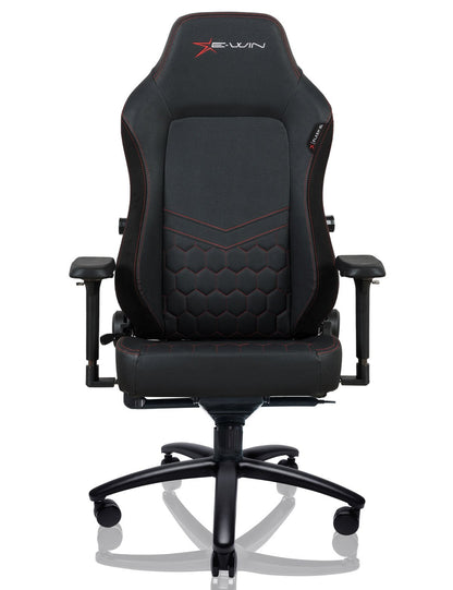 E-WIN Bravon Red White Sit-to-Stand RGB Gaming Desk & Chair Bundle