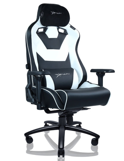 E-WIN Bravon White Sit-to-Stand RGB Gaming Desk & Chair Bundle