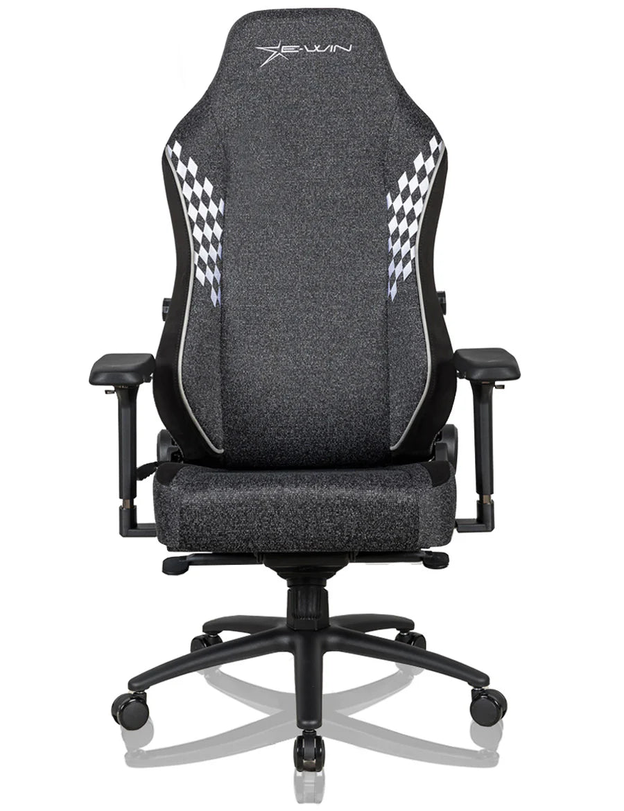 E-WIN Bravon White Sit-to-Stand RGB Gaming Desk & Chair Bundle