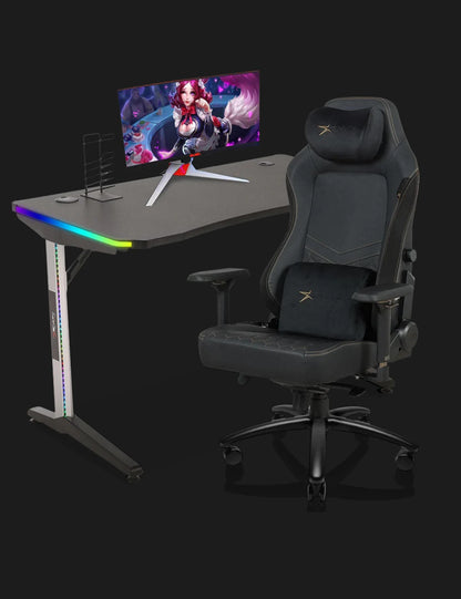 E-WIN Ultimate Gamer Bundle with Flash XL Revolution Upgraded Series and Nexus Lucis RGB Gaming Desk with Wireless Charging