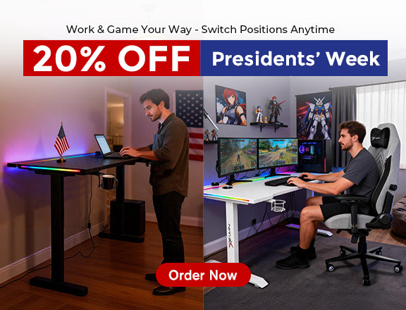 E-WIN Bravon Sit-to-stand gaming desk & chair bundle