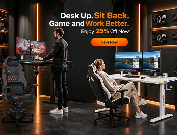 E-WIN Bravon Sit-to-stand gaming desk & chair bundle