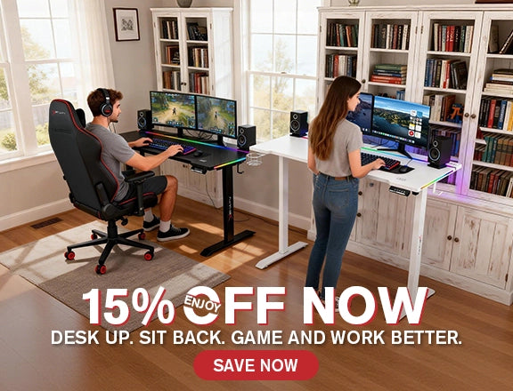 E-WIN Bravon Sit-to-stand gaming desk & chair bundle
