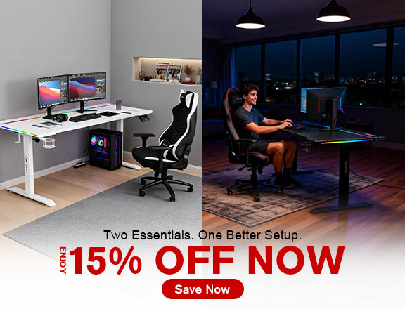 E-WIN Bravon Sit-to-stand gaming desk & chair bundle