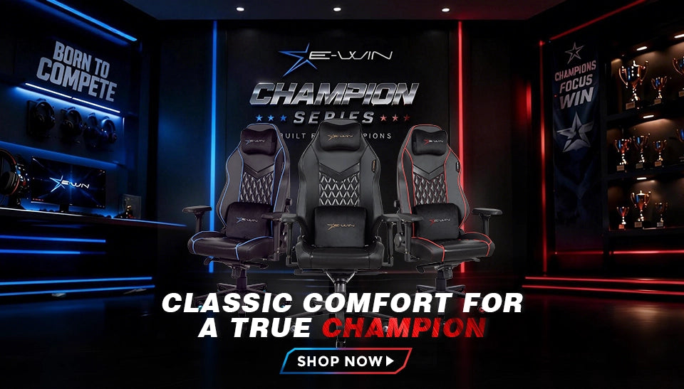 E-WIN Bravon Sit-to-stand gaming desk & chair bundle